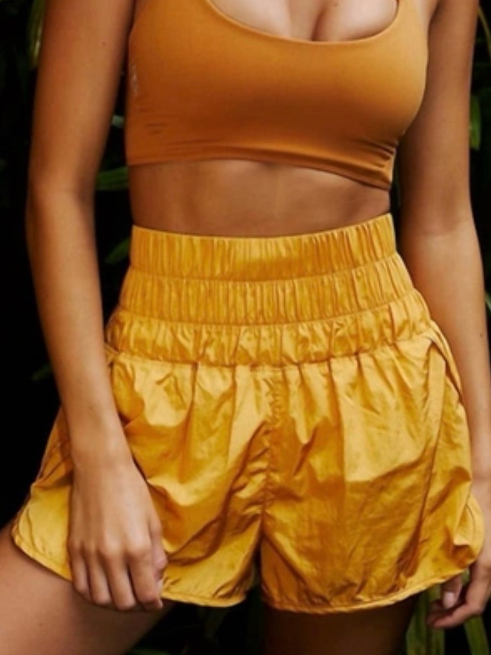 FP Movement by Free People High-Waist Athletic Shorts in Mustard